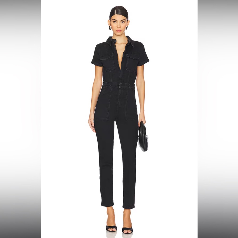 Good American Black Denim Jumpsuit